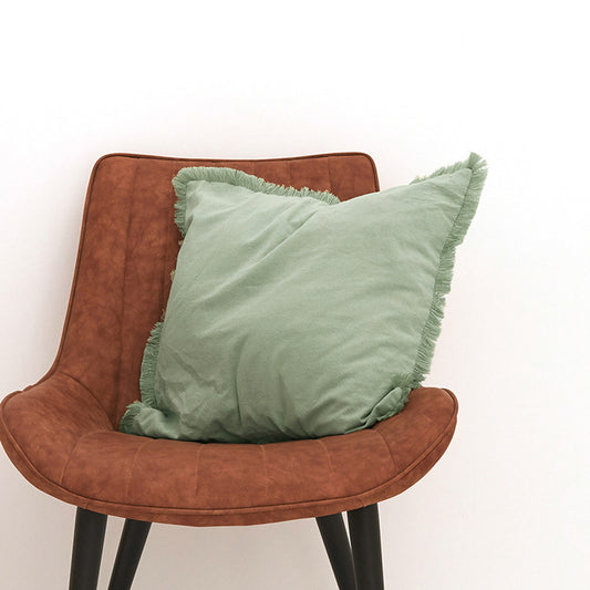 45x45cm Tassel Trim Throw Pillow Cover Decorative Sofa Pillow Cover Green