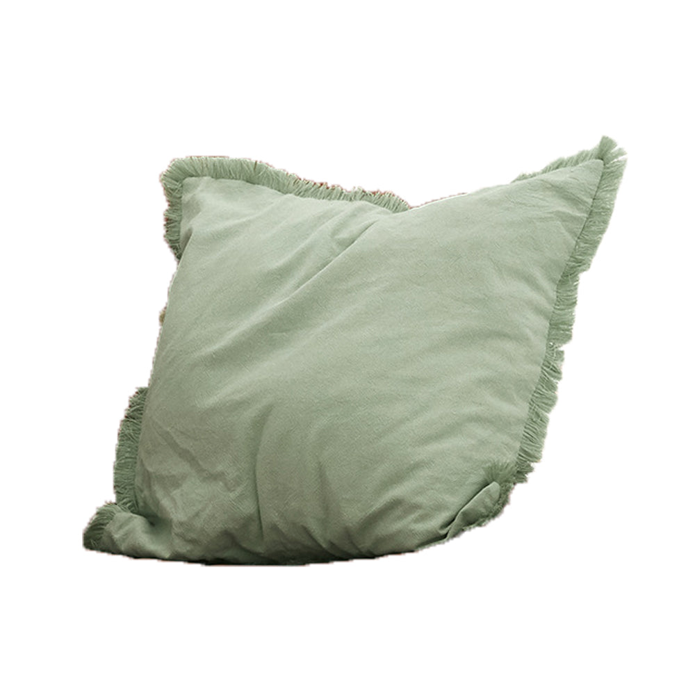 45x45cm Tassel Trim Throw Pillow Cover Decorative Sofa Pillow Cover Green
