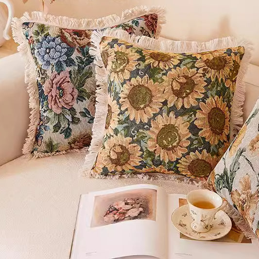 2 X Fringe Tassels Throw Pillow Cover Print Cushion Case Pillowcase 45x45cm