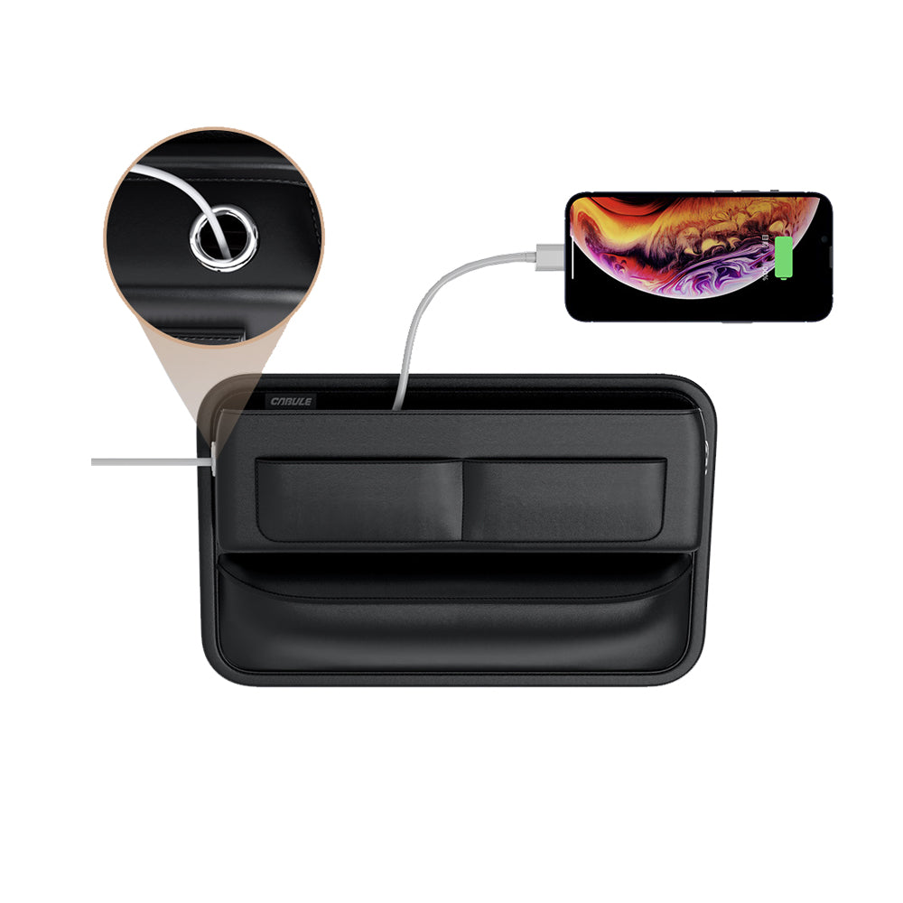 2Pcs Car Seat Gap Filler Leather Car Box Phone Holder Storage Box Side Organizer