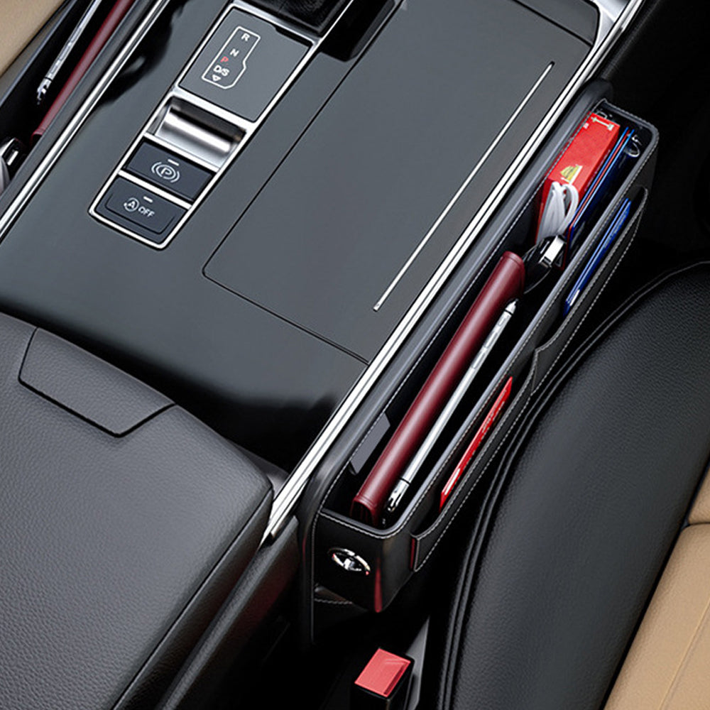 2Pcs Car Seat Gap Filler Leather Car Box Phone Holder Storage Box Side Organizer