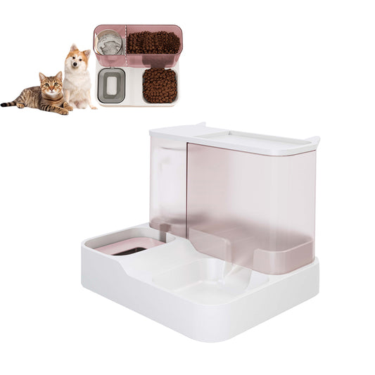 2-in-1 Automatic Feeder Food Water Dispenser Gravity Cat Bowl Set Pink