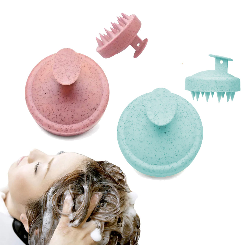 2Pcs Shampoo Brush Hair Scalp Massager Shower Comb Scalp Exfoliator Pink Green