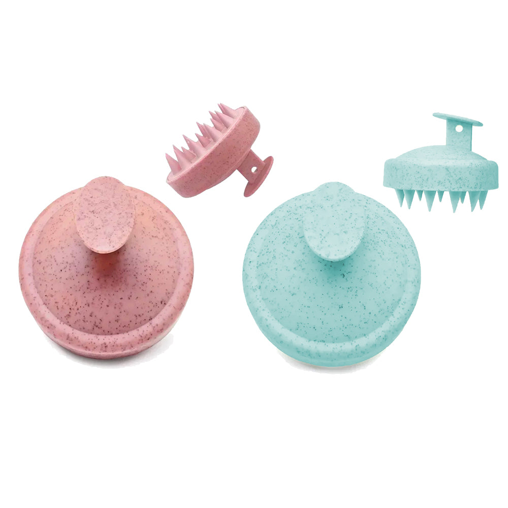 2Pcs Shampoo Brush Hair Scalp Massager Shower Comb Scalp Exfoliator Pink Green