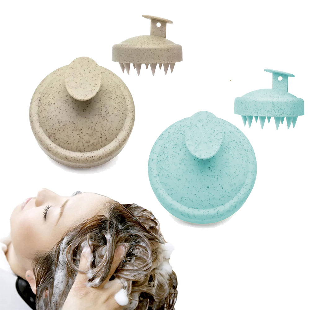 2Pcs Shampoo Brush Hair Scalp Massager Shower Comb Scalp Exfoliator Khaki Green
