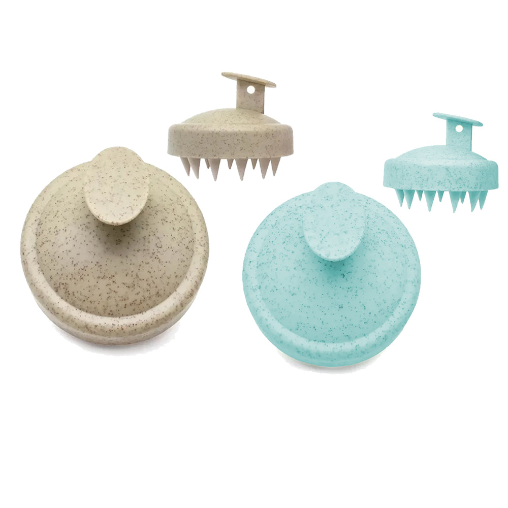 2Pcs Shampoo Brush Hair Scalp Massager Shower Comb Scalp Exfoliator Khaki Green