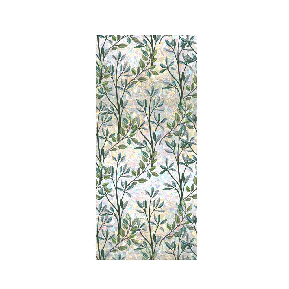 Static Cling Vintage Green Leaves Branches Pattern Cutting Sun Window Sticker