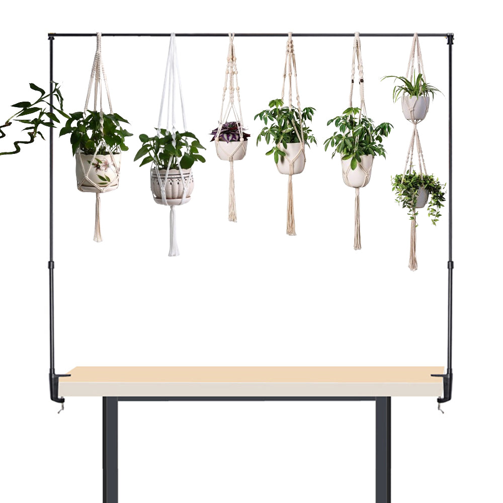 Macrame Plant Hanger Stand Rail Pole with Clamp Metal Adjustable Display Rod
