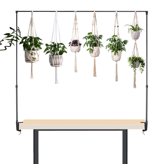 Macrame Plant Hanger Stand Rail Pole with Clamp Metal Adjustable Display Rod