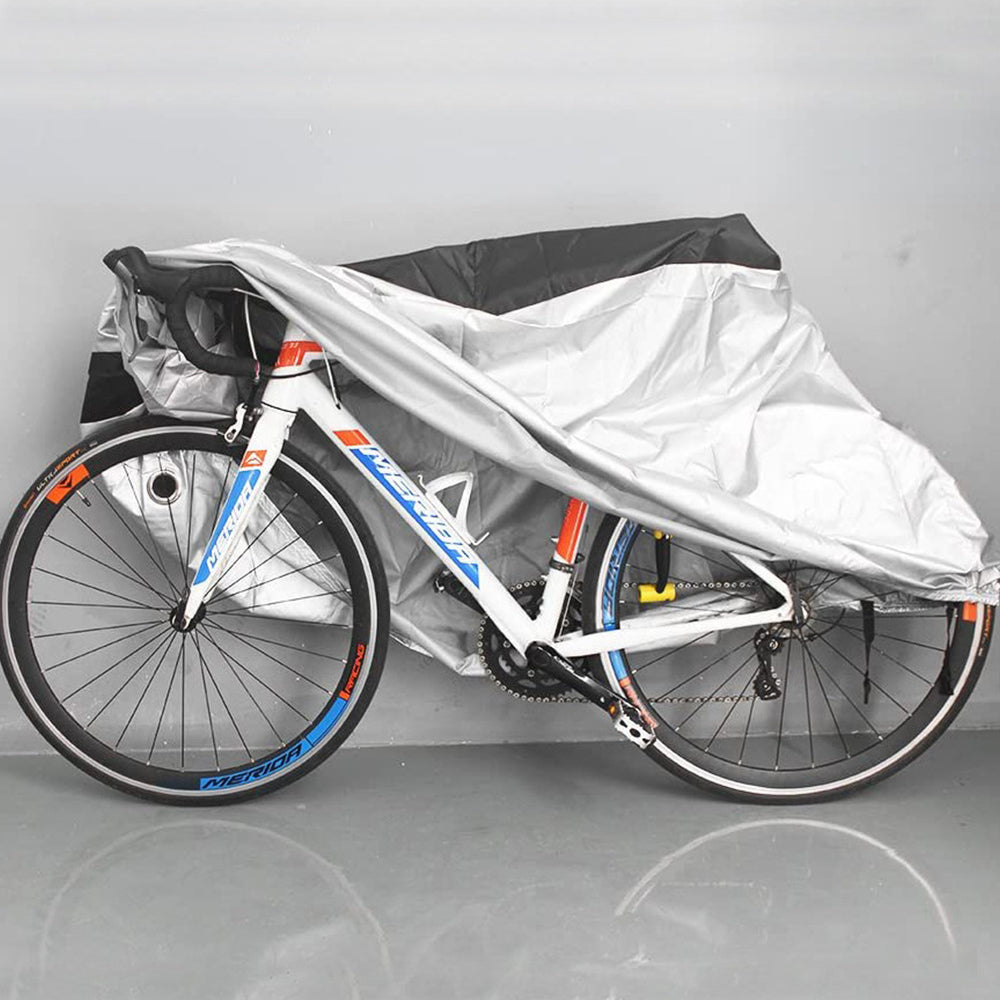 190x65x98cm Outdoor Bike Cover Rain Dust Snow Proof Cover with Lock Hole Silver