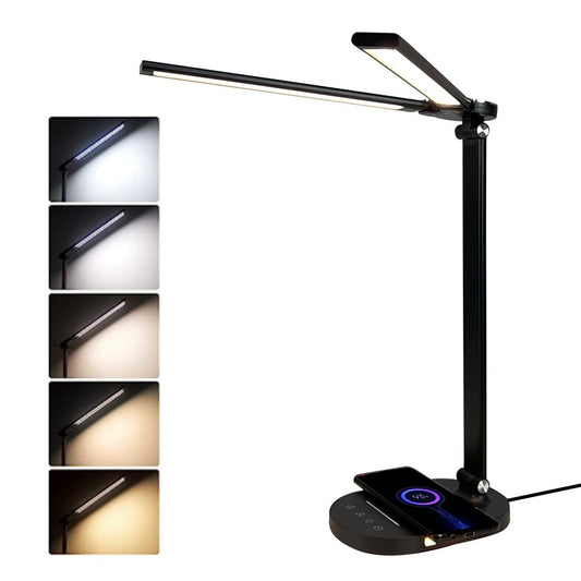 Double Head LED Desk Light Eye-Caring Foldable Touch Control Reading Lamp