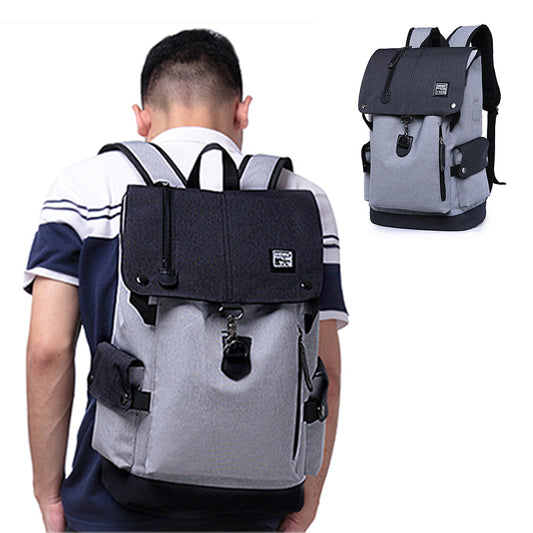 Large Capacity Anti-Theft Travel Backpack School Bag with USB charging Grey