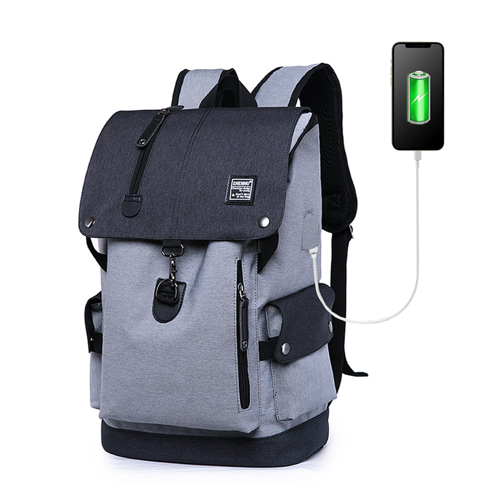 Large Capacity Anti-Theft Travel Backpack School Bag with USB charging Grey