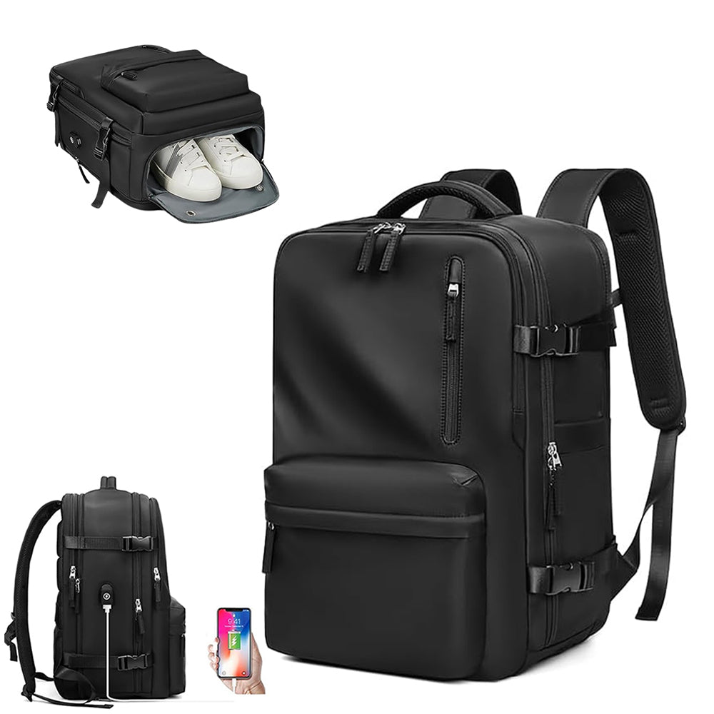 Large Travel Backpack Expandable Capacity Backpack for Women Men Black