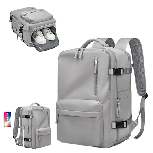 Large Travel Backpack Expandable Capacity Backpack for Women Men Grey