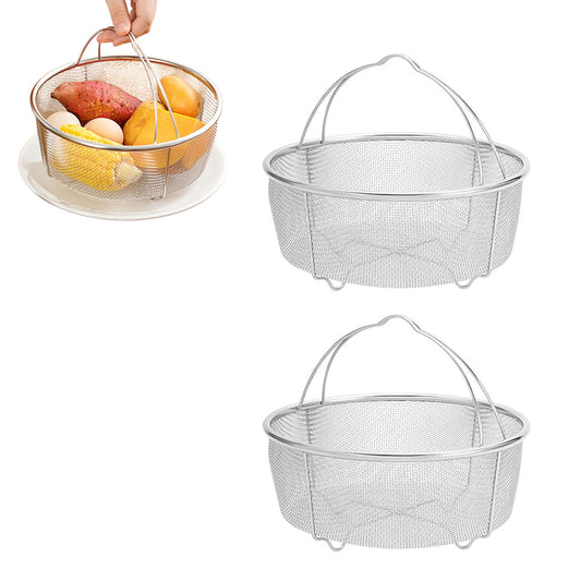 2 Pcs 304 Stainless Steel Mesh Steamer Basket