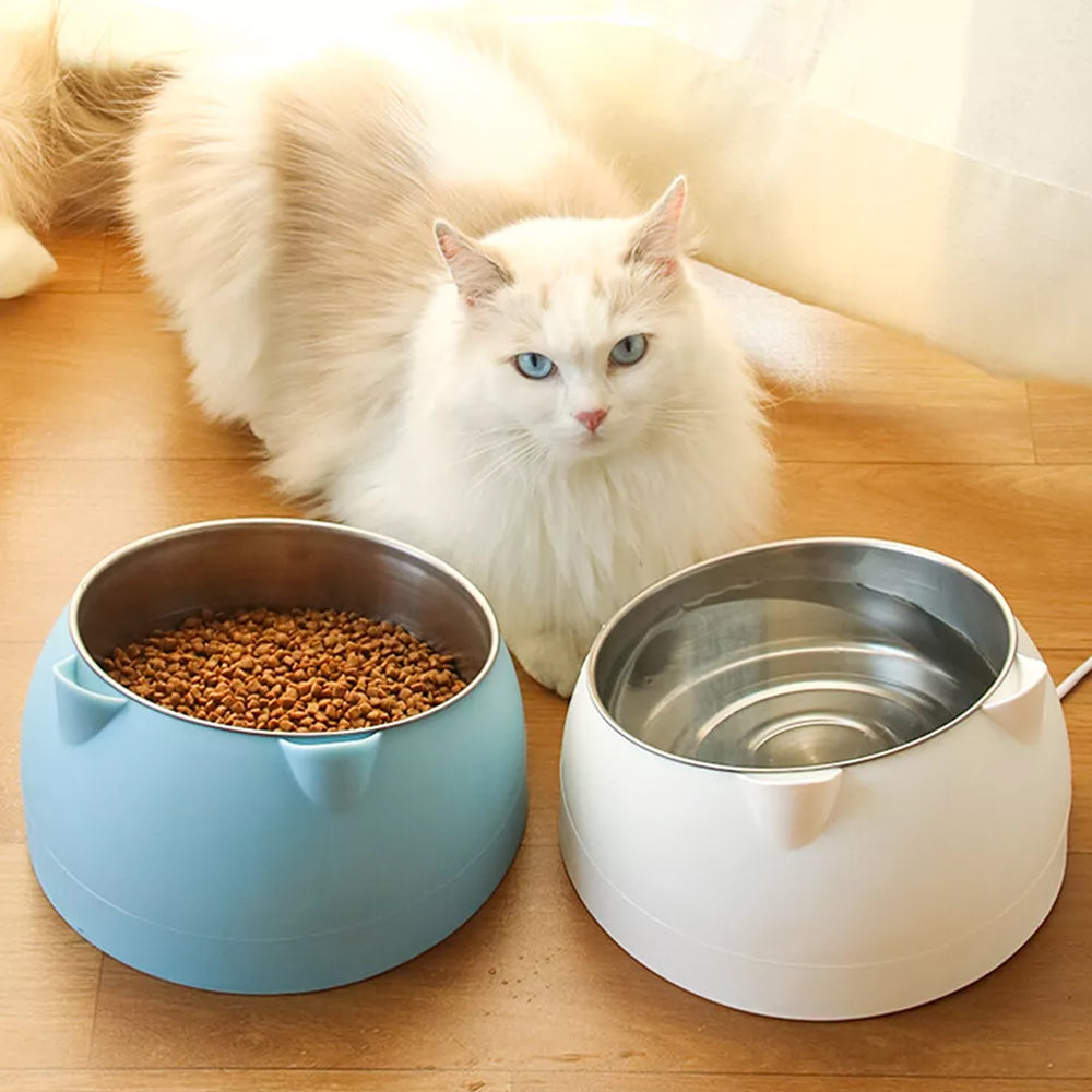 Tilted Angle Dog Bowl Slanted Stainless Steel Dog Cat Food Pet Feeder Blue