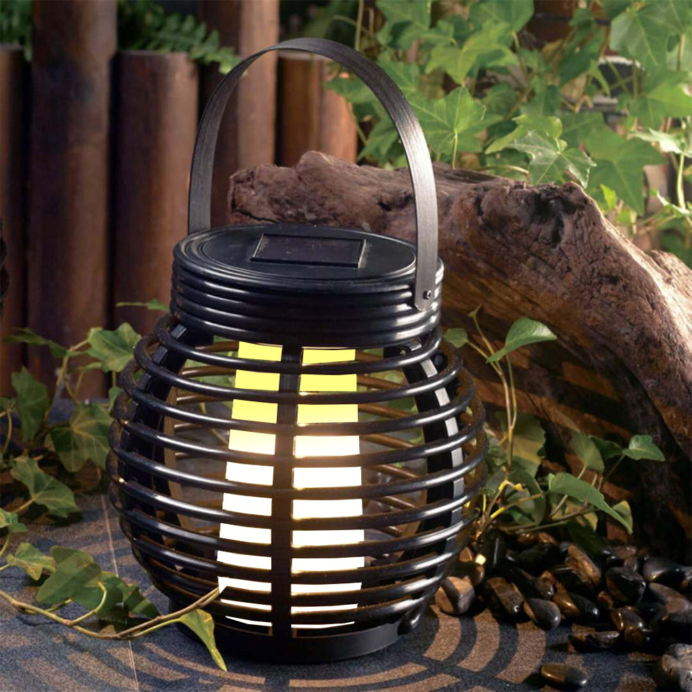 Portable Simulated Rattan Flame Lamp for Patio Lawn Yard Garden