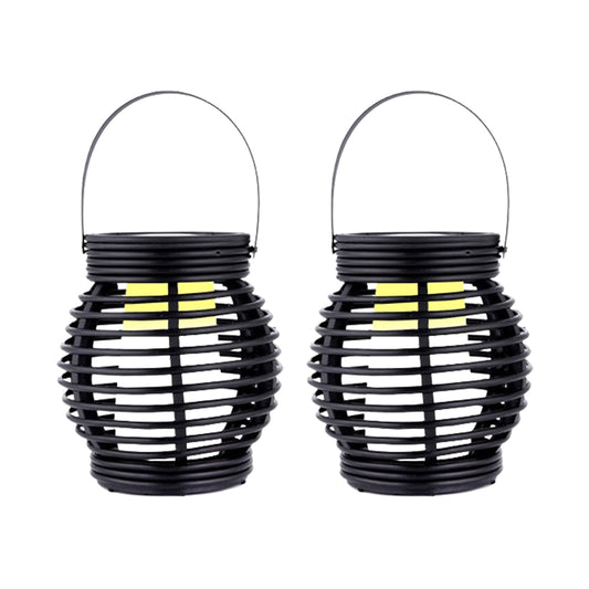 2Pcs Portable Simulated Rattan Flame Lamp for Patio Lawn Yard Garden