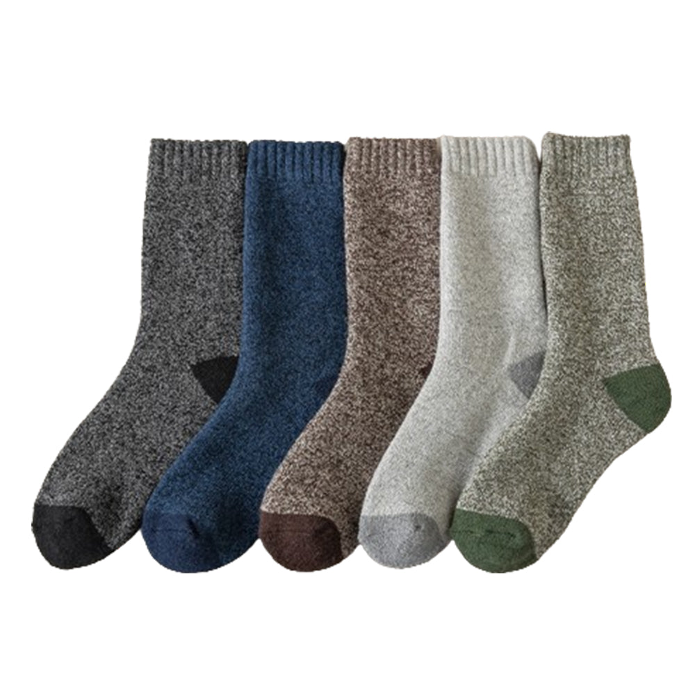 5 Pairs Winter Warm Thermal Wool Blending Hiking Socks for Men