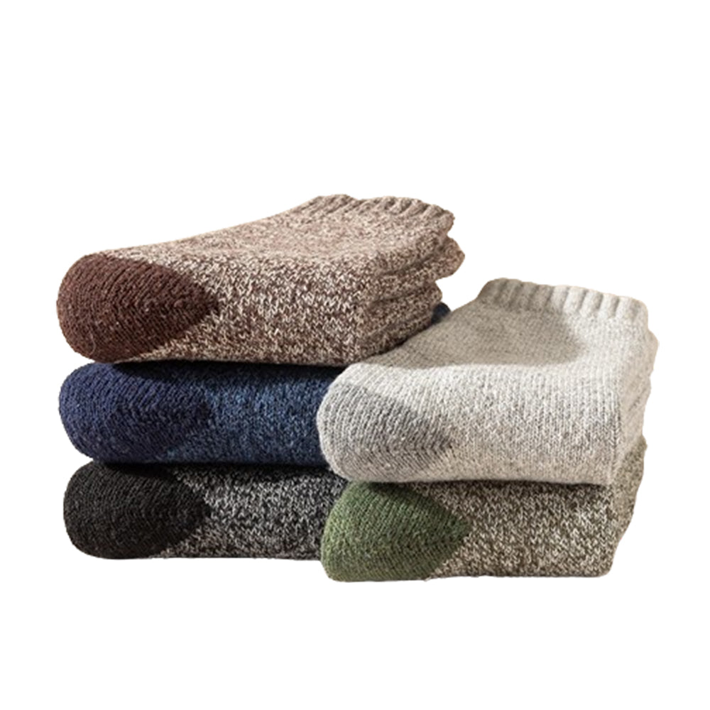 5 Pairs Winter Warm Thermal Wool Blending Hiking Socks for Men