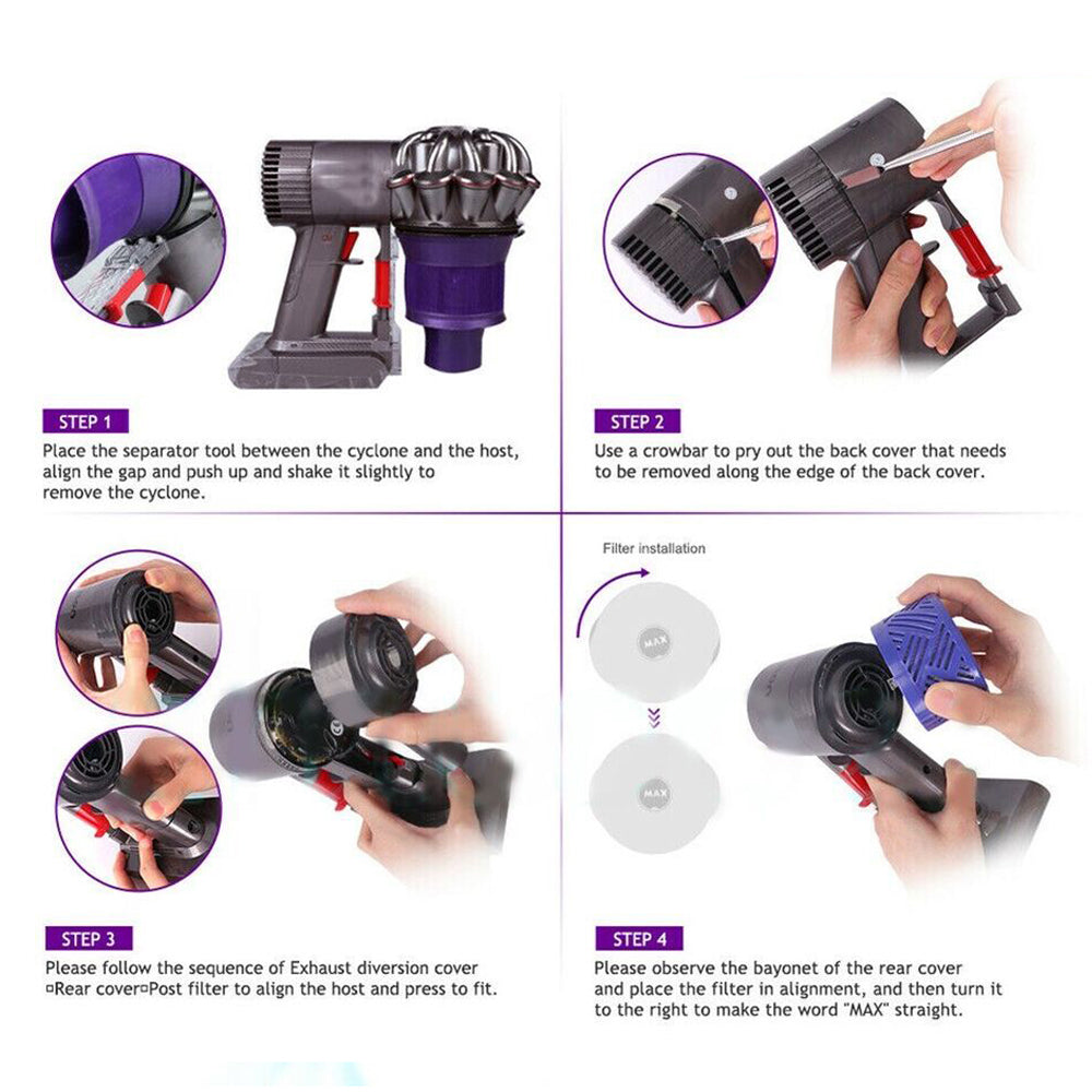 Motor Rear Cover Pre and Post Filter Kit for Dyson V6 DC Series Vacuum Cleaner