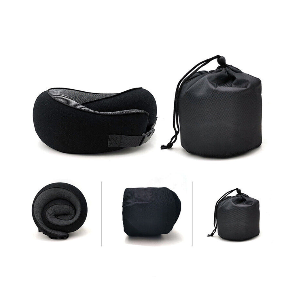 Neck Pillow for Travel Soft U Shaped Memory Foam Head Rest Cushion Black
