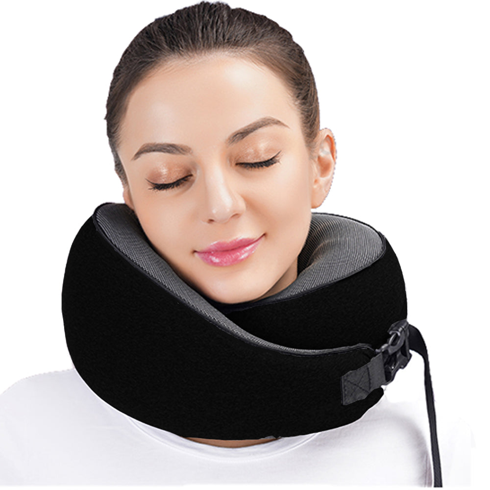 Neck Pillow for Travel Soft U Shaped Memory Foam Head Rest Cushion Black
