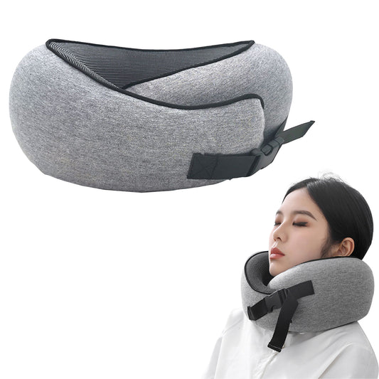 Neck Pillow for Travel Soft U Shaped Memory Foam Head Rest Cushion Grey