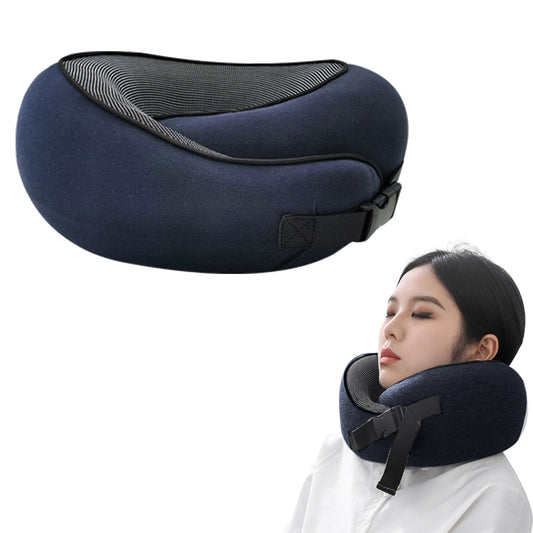 Neck Pillow for Travel Soft U Shaped Memory Foam Head Rest Cushion Navy Blue