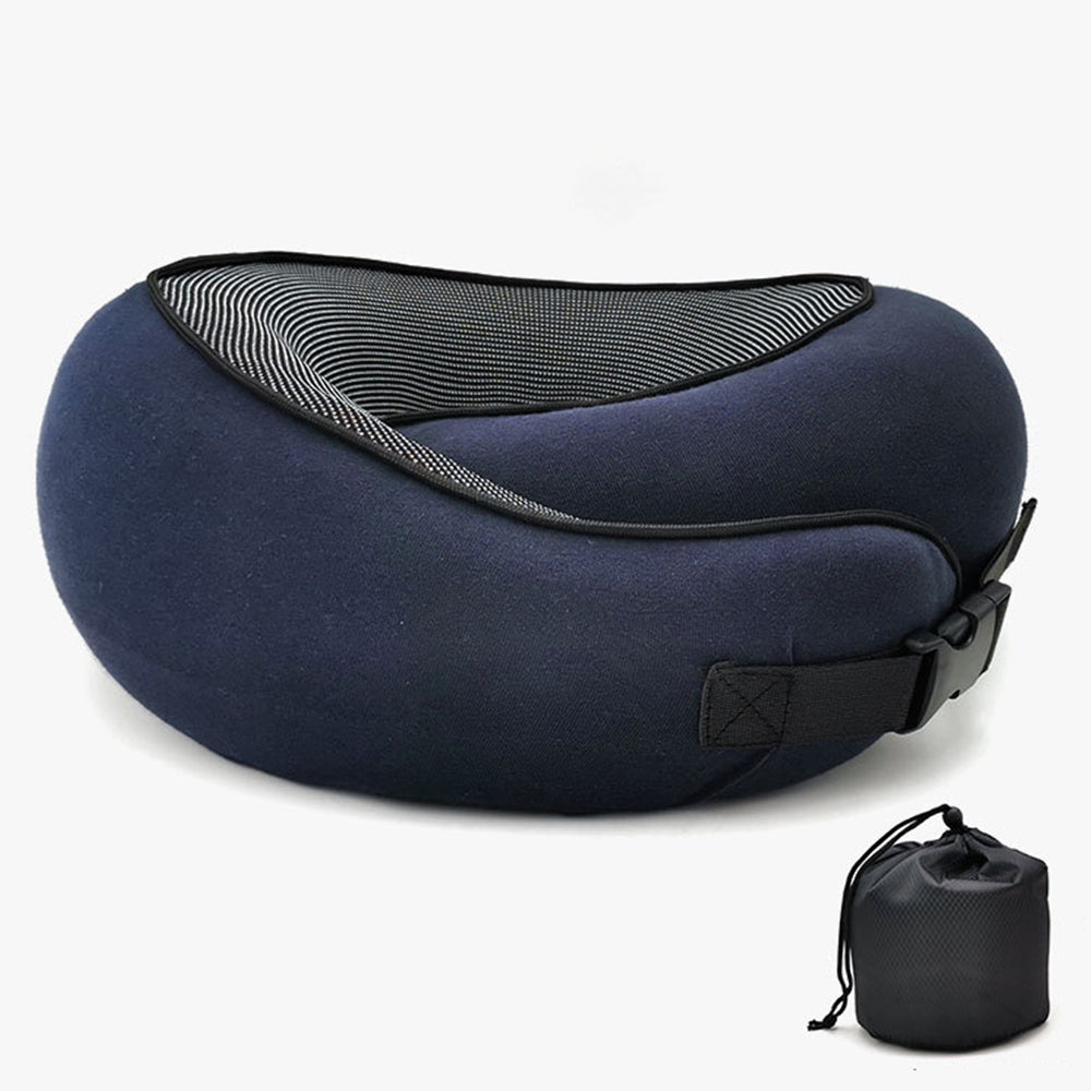 Neck Pillow for Travel Soft U Shaped Memory Foam Head Rest Cushion Navy Blue