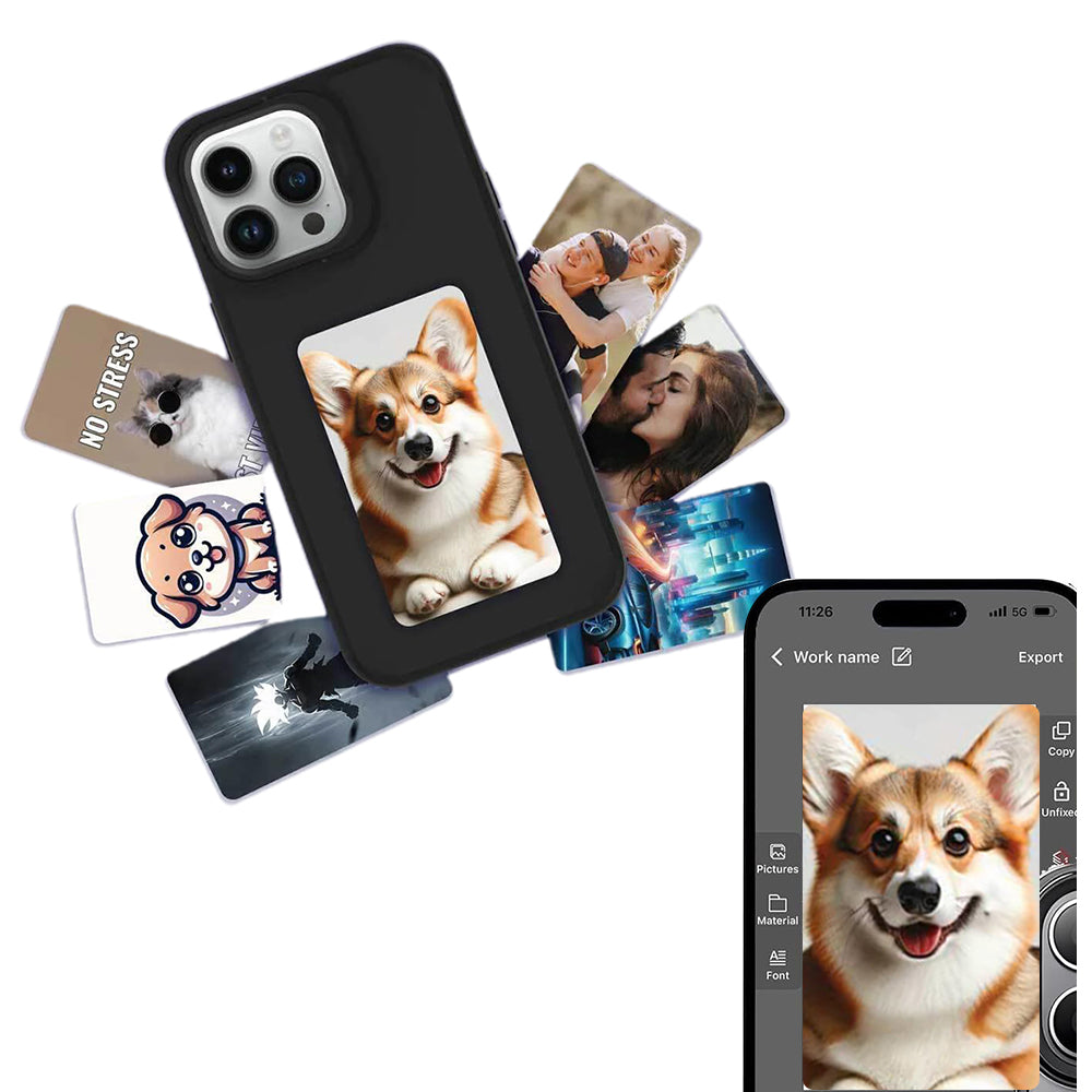 NFC E-Ink Case Ink Screen Display DIY Image for iPhone 15 Pro Max Black