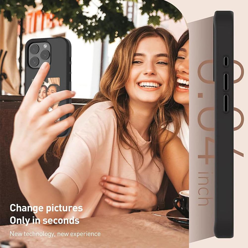 NFC E-Ink Case Ink Screen Display DIY Image for iPhone 15 Pro Max Black