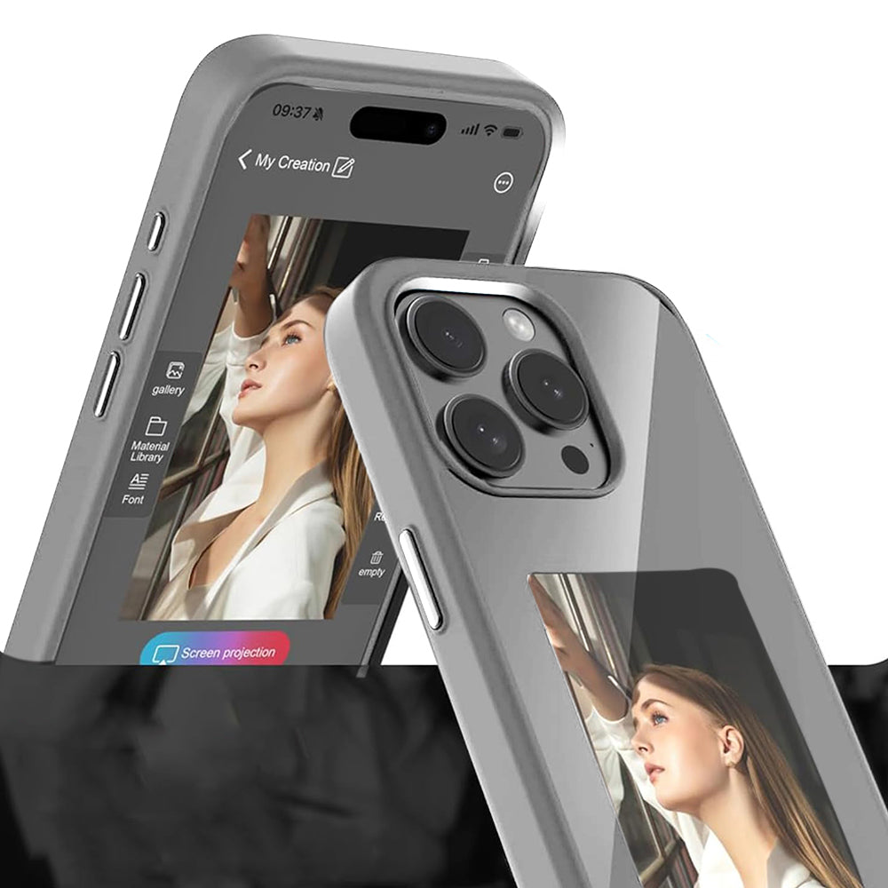 NFC E-Ink Case Ink Screen Display DIY Image for iPhone 15 Pro Max Grey