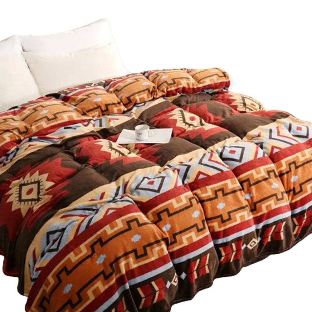 100x150cm Flannel Microfiber Throw Blanket Geometry Pattern Plush Blanket Red