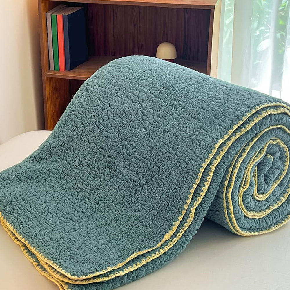 100x140cm Sherpa Throw Blanket Winter Soft Cozy Fleece Plush Blanket Green