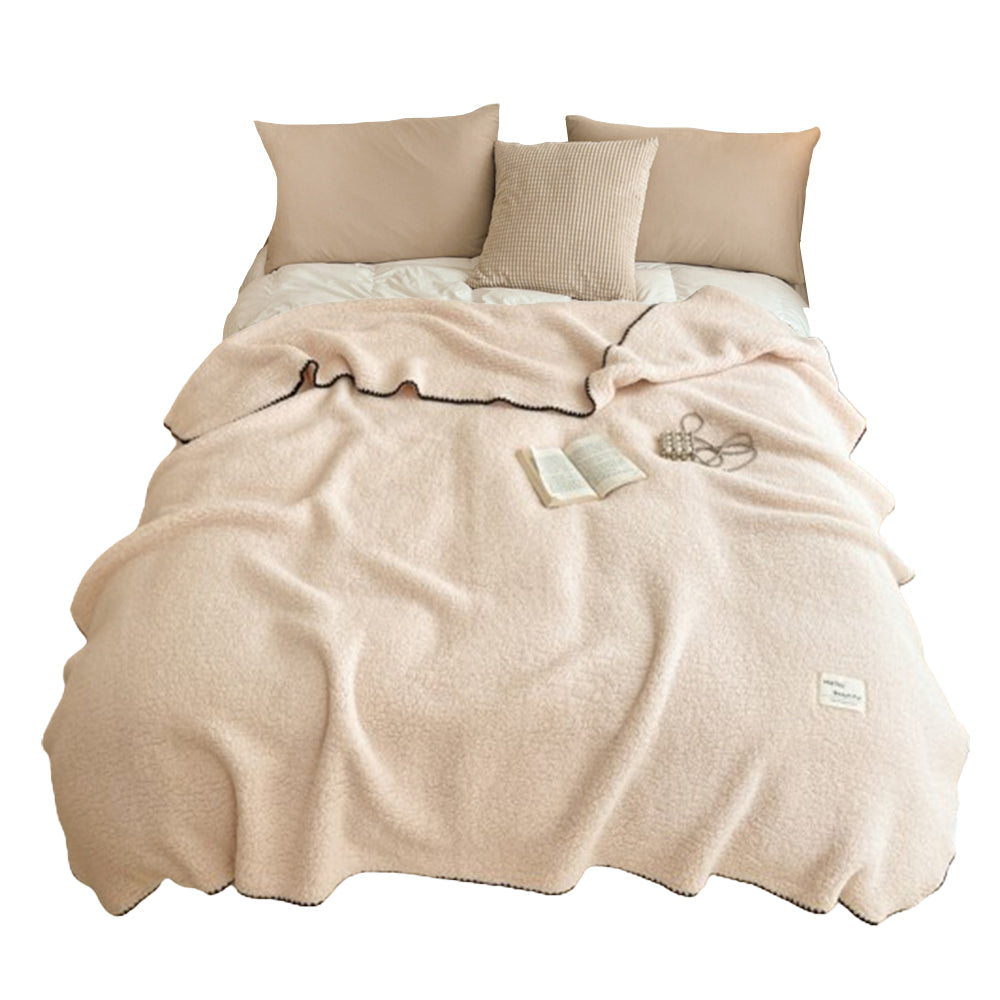 150x200cm Sherpa Throw Blanket Winter Soft Cozy Fleece Plush Blanket Khaki