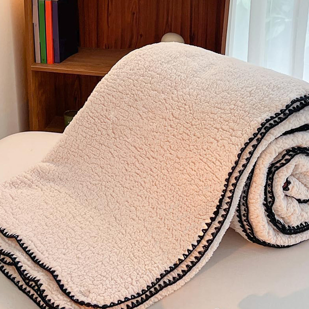 150x200cm Sherpa Throw Blanket Winter Soft Cozy Fleece Plush Blanket Khaki