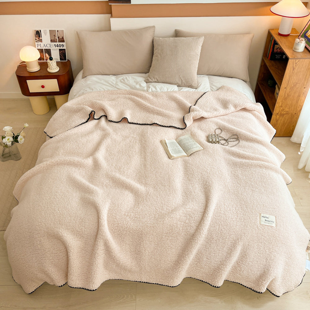 100x140cm Sherpa Throw Blanket Winter Soft Cozy Fleece Plush Blanket Khaki