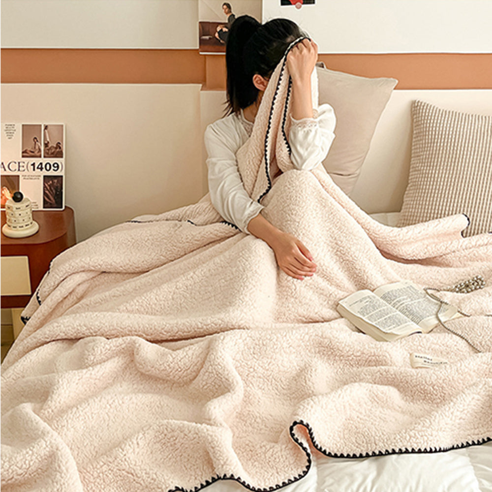 150x200cm Sherpa Throw Blanket Winter Soft Cozy Fleece Plush Blanket Khaki