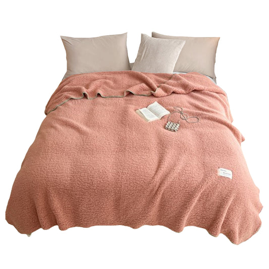 100x140cm Sherpa Throw Blanket Winter Soft Cozy Fleece Plush Blanket Pink