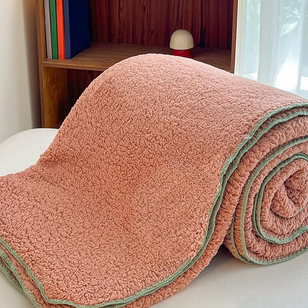 150x200cm Sherpa Throw Blanket Winter Soft Cozy Fleece Plush Blanket Pink