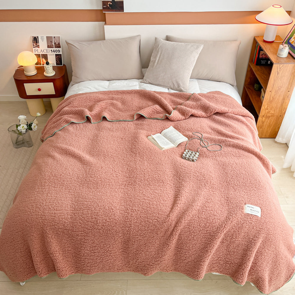 150x200cm Sherpa Throw Blanket Winter Soft Cozy Fleece Plush Blanket Pink