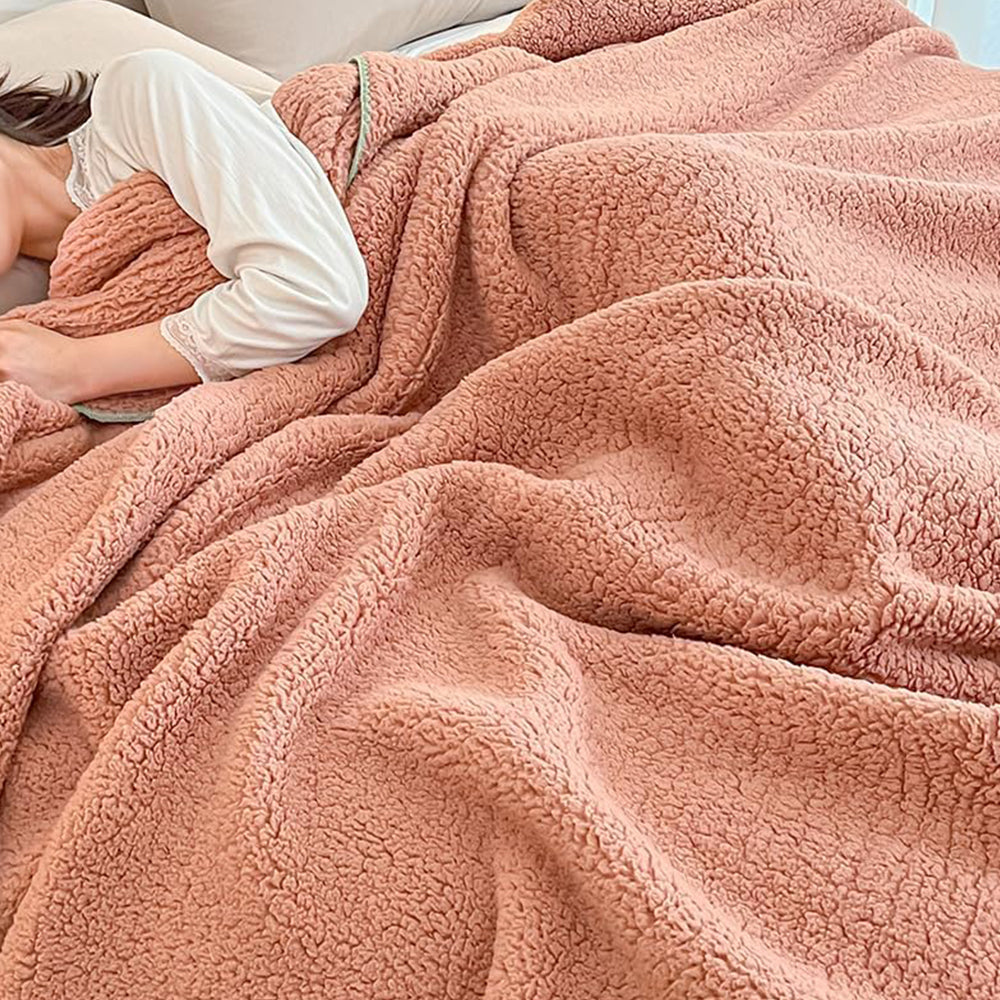 200x230cm Sherpa Throw Blanket Winter Soft Cozy Fleece Plush Blanket Pink