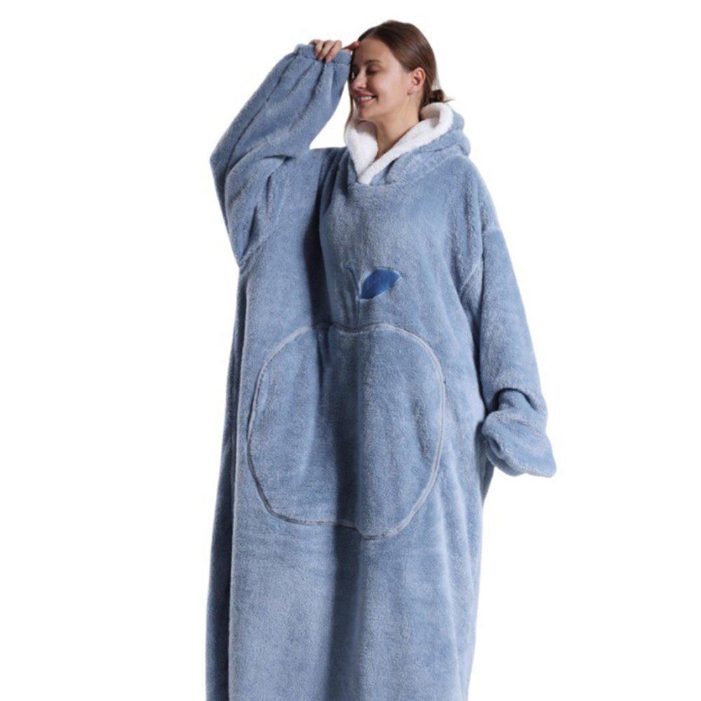 140cm Unisex Hoodie Blanket Hooded Oversized Wearable Throw Blanket Blue