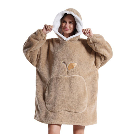 90cm Unisex Hoodie Blanket Hooded Oversized Wearable Throw Blanket Coffee