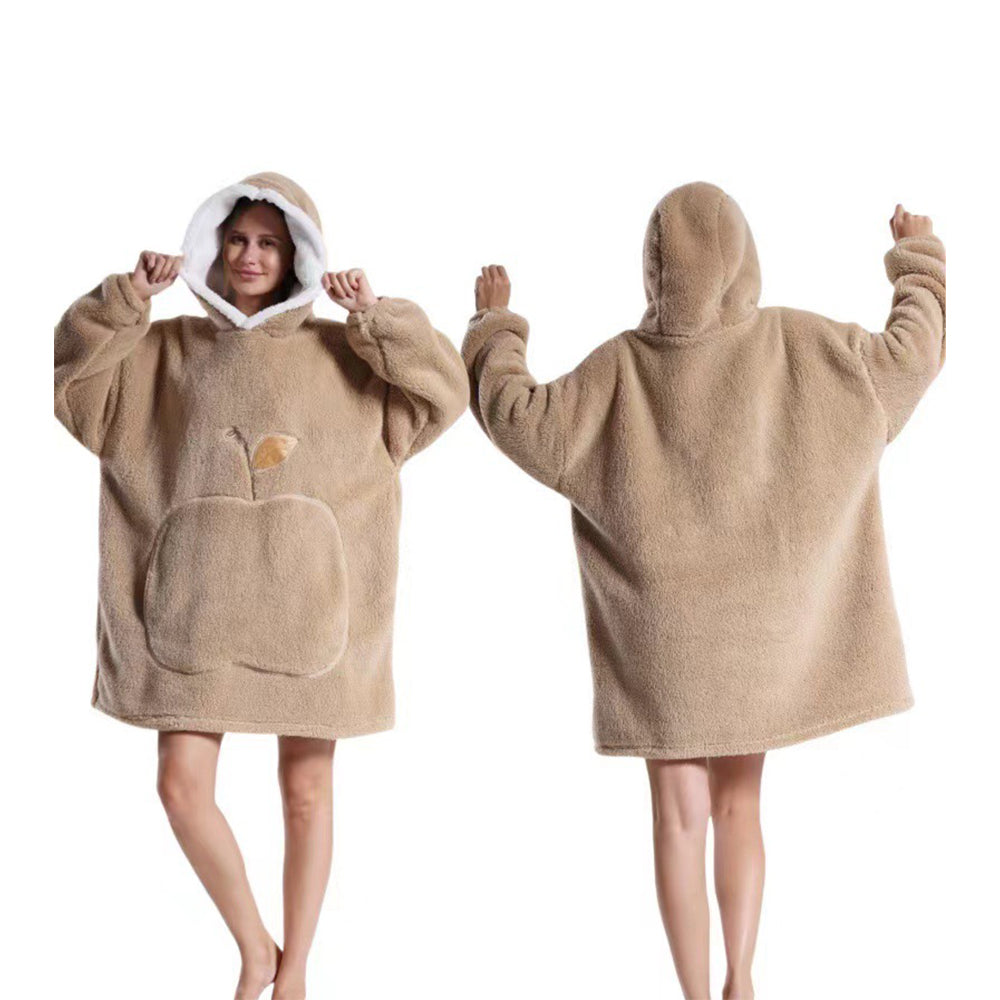 90cm Unisex Hoodie Blanket Hooded Oversized Wearable Throw Blanket Coffee