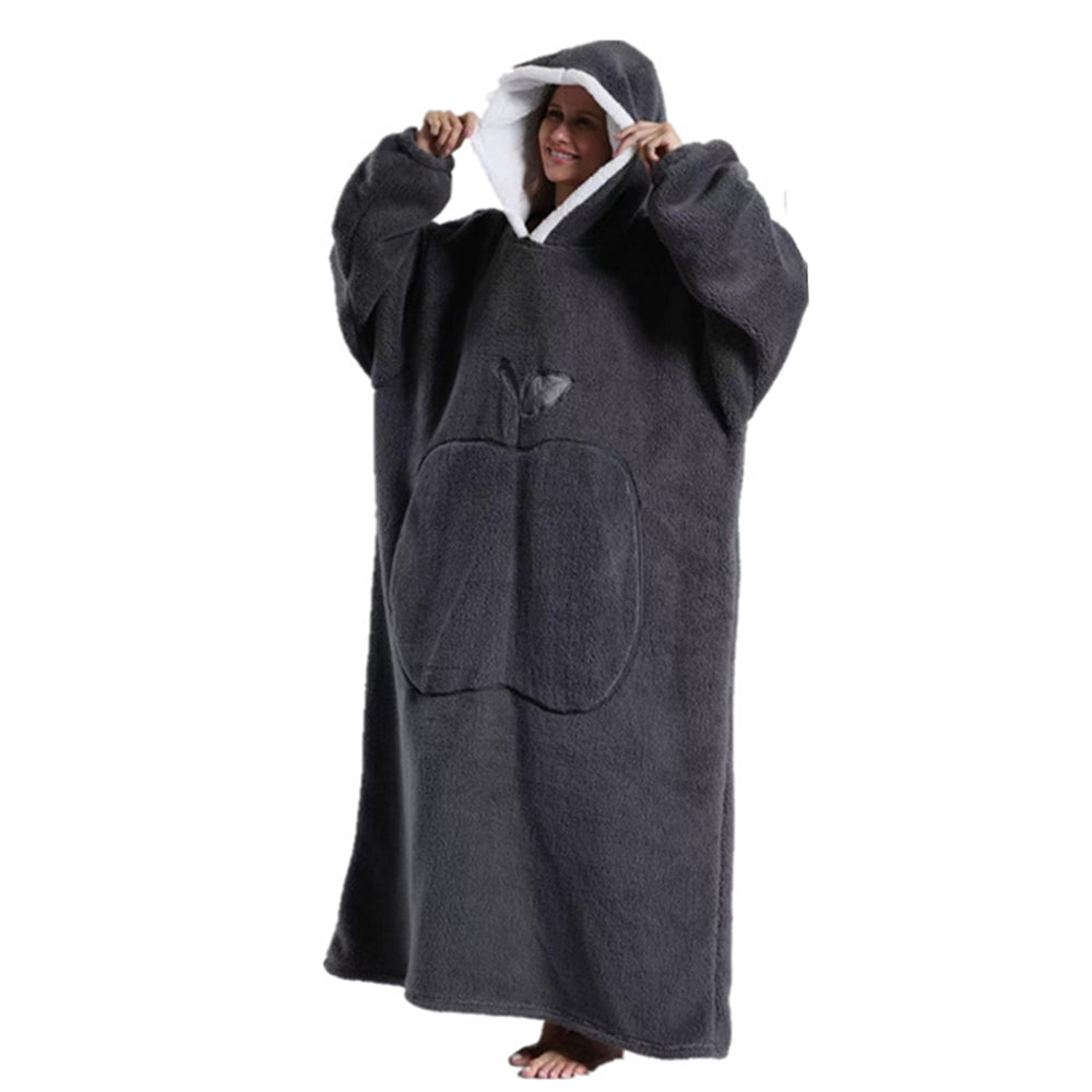 140cm Unisex Hoodie Blanket Hooded Oversized Wearable Throw Blanket Dark Grey