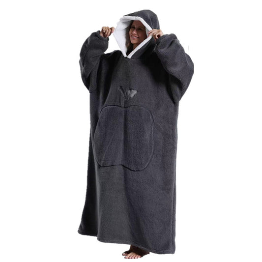 140cm Unisex Hoodie Blanket Hooded Oversized Wearable Throw Blanket Dark Grey