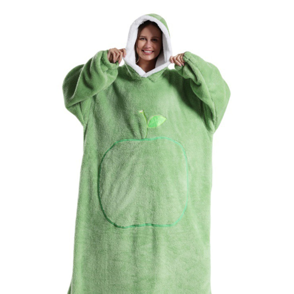 140cm Unisex Hoodie Blanket Hooded Oversized Wearable Throw Blanket Green